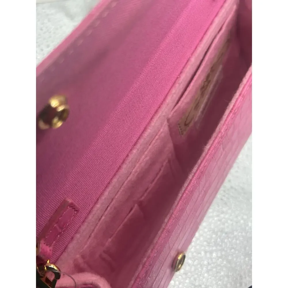 Samantha Thavasa Pink Croc-Embossed Chain Clutch | Sony PSP Official SCEI Collab